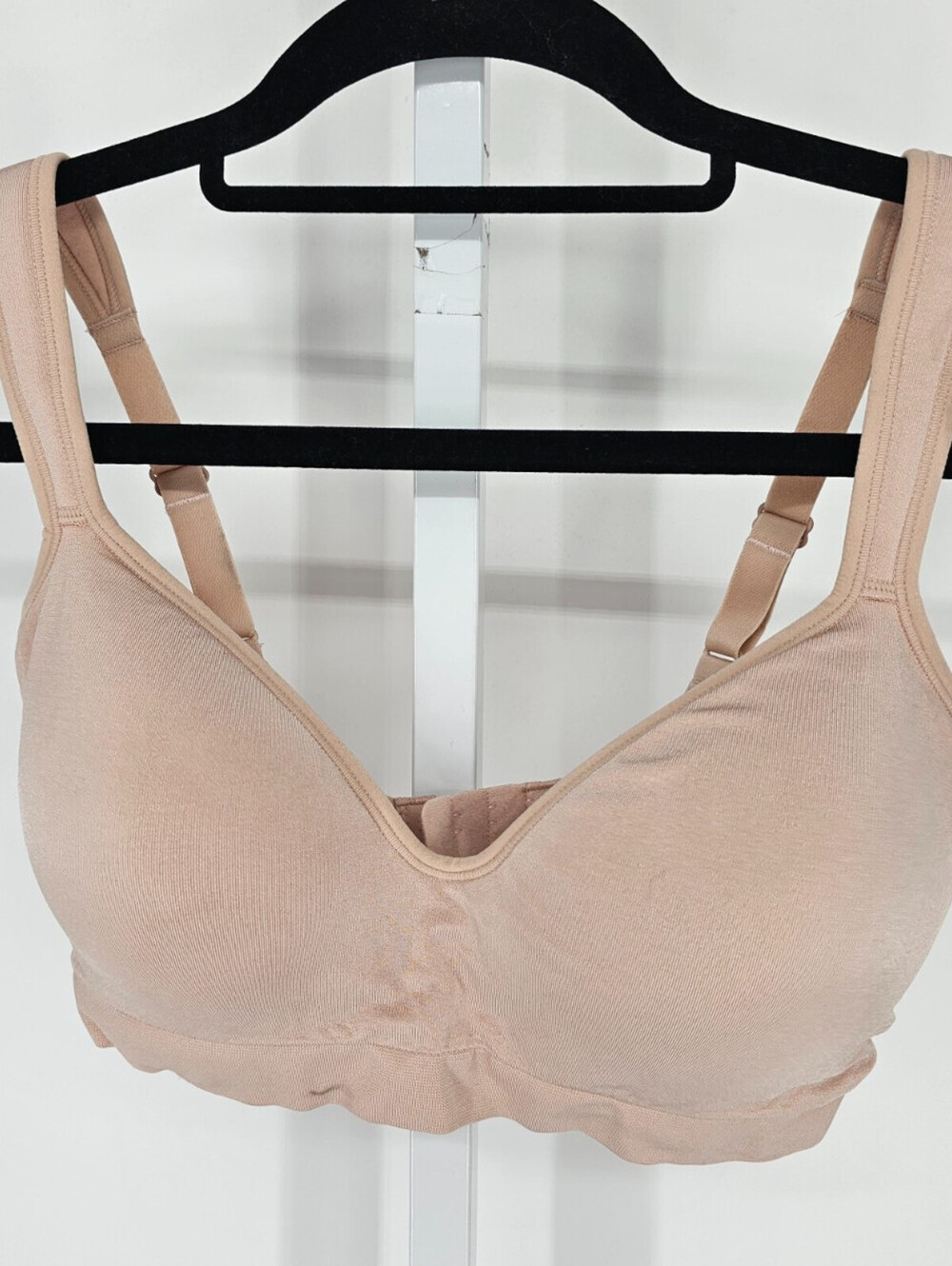 Felina Womens Sz M Wire Free Lightly Padded T Shirt Bra Solid Beige